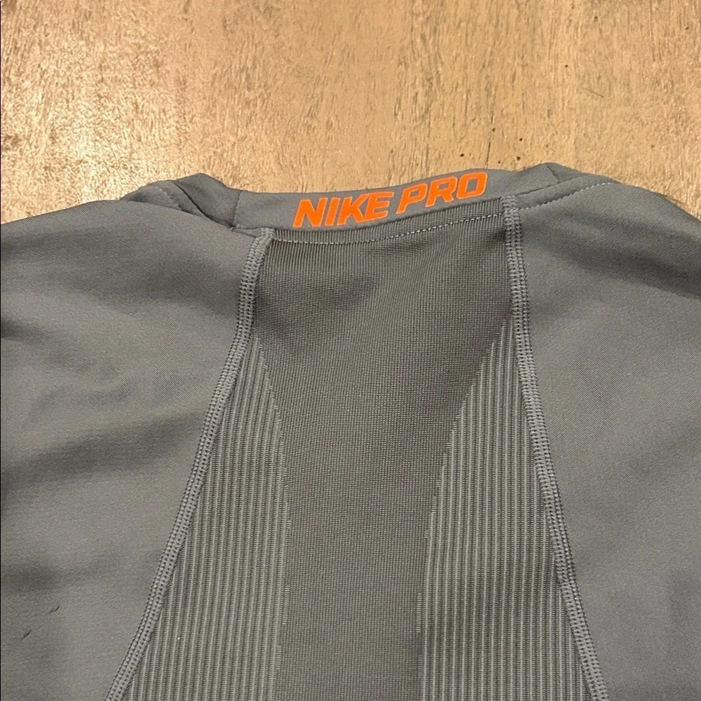 Nike Gray Long Sleeve with Orange Swoosh, hyper warm